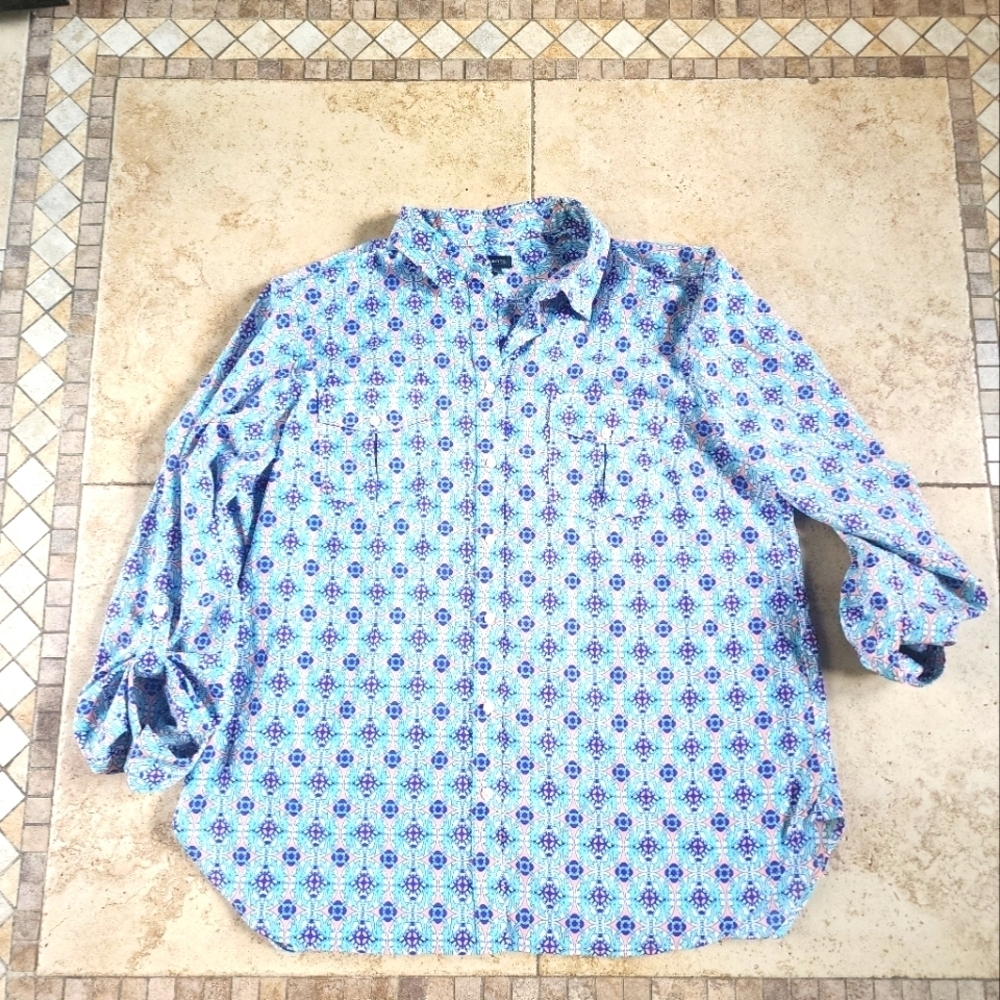 Talbots Women's Button Up Geometric Shirt
